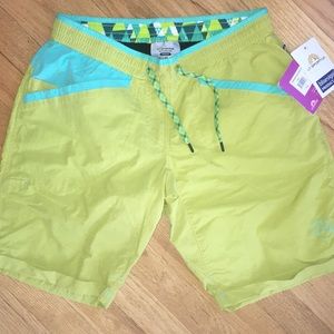 La sportiva neon green climbing shorts